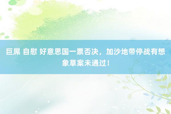 巨屌 自慰 好意思国一票否决，加沙地带停战有想象草案未通过！