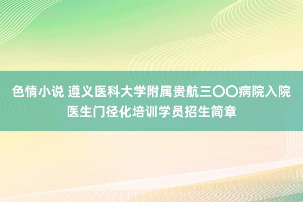 色情小说 遵义医科大学附属贵航三〇〇病院入院医生门径化培训学员招生简章