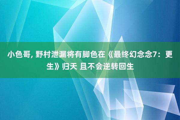 小色哥， 野村泄漏将有脚色在《最终幻念念7：更生》归天 且不会逆转回生